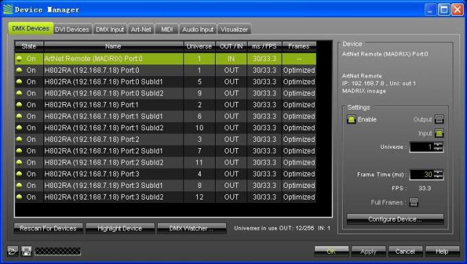 4096 pixel Salve DMX LED Controller H802RA 4 cổng Vật liệu hợp kim nhôm 12